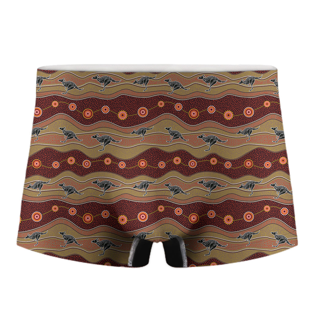 Australian Aboriginal Kangaroo Print Men's Boxer Briefs