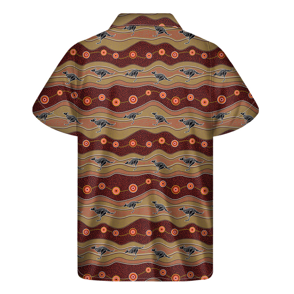 Australian Aboriginal Kangaroo Print Men's Short Sleeve Shirt