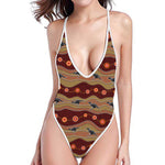 Australian Aboriginal Kangaroo Print One Piece High Cut Swimsuit