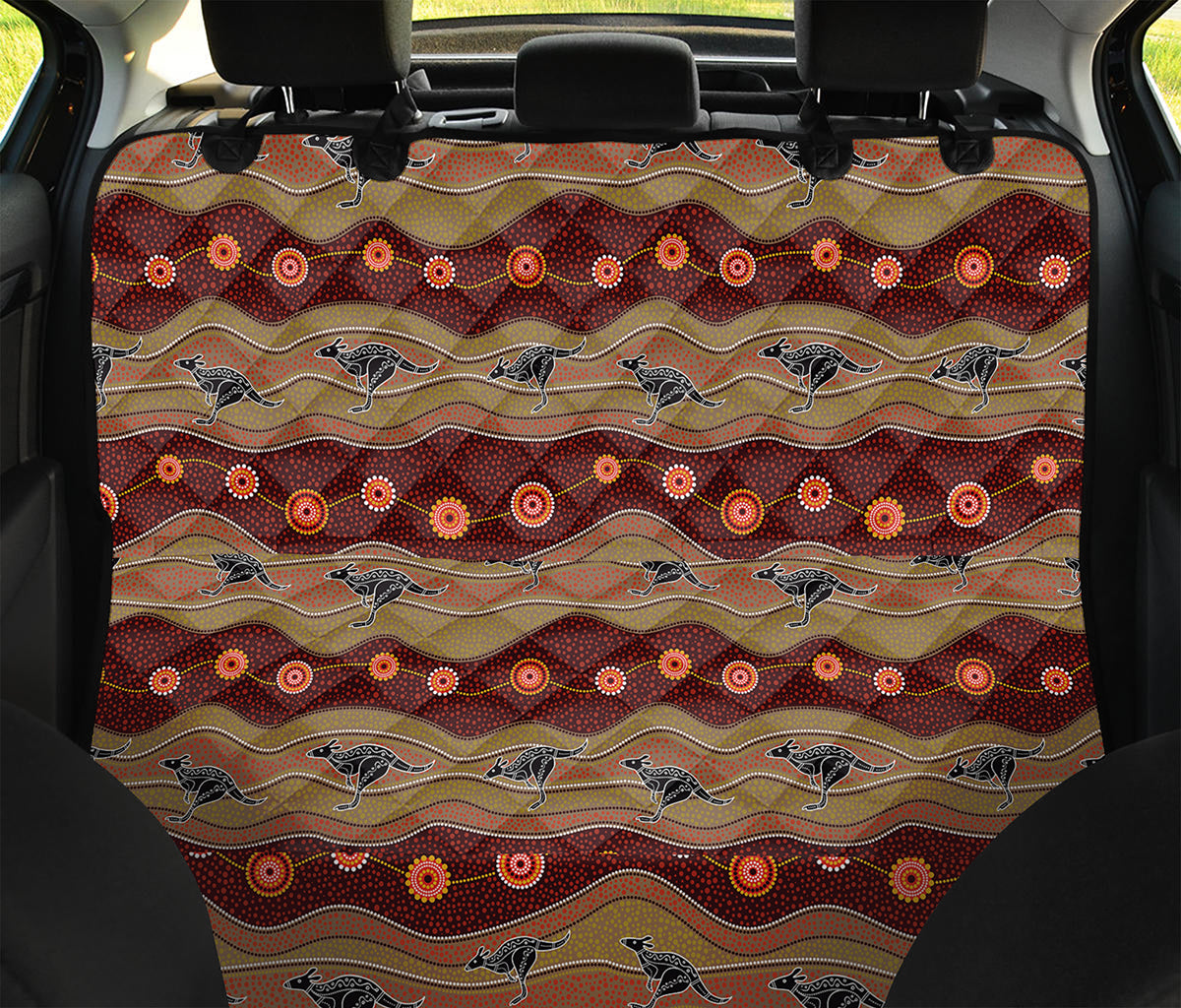 Australian Aboriginal Kangaroo Print Pet Car Back Seat Cover