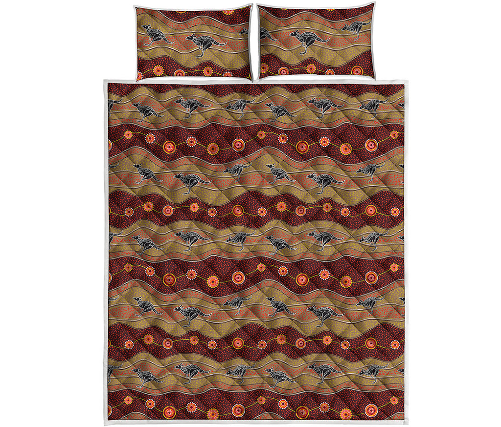 Australian Aboriginal Kangaroo Print Quilt Bed Set