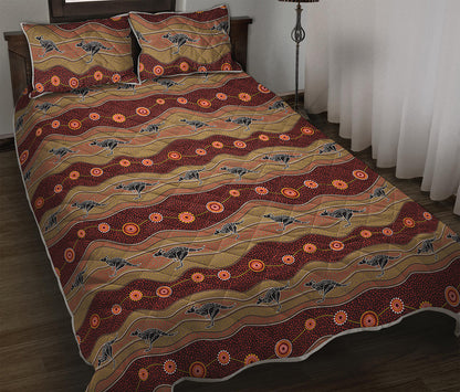 Australian Aboriginal Kangaroo Print Quilt Bed Set