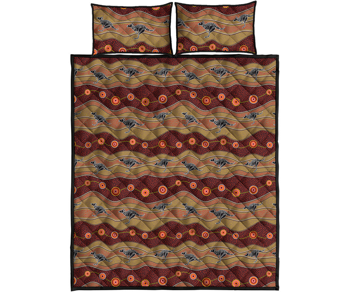 Australian Aboriginal Kangaroo Print Quilt Bed Set