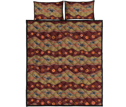 Australian Aboriginal Kangaroo Print Quilt Bed Set