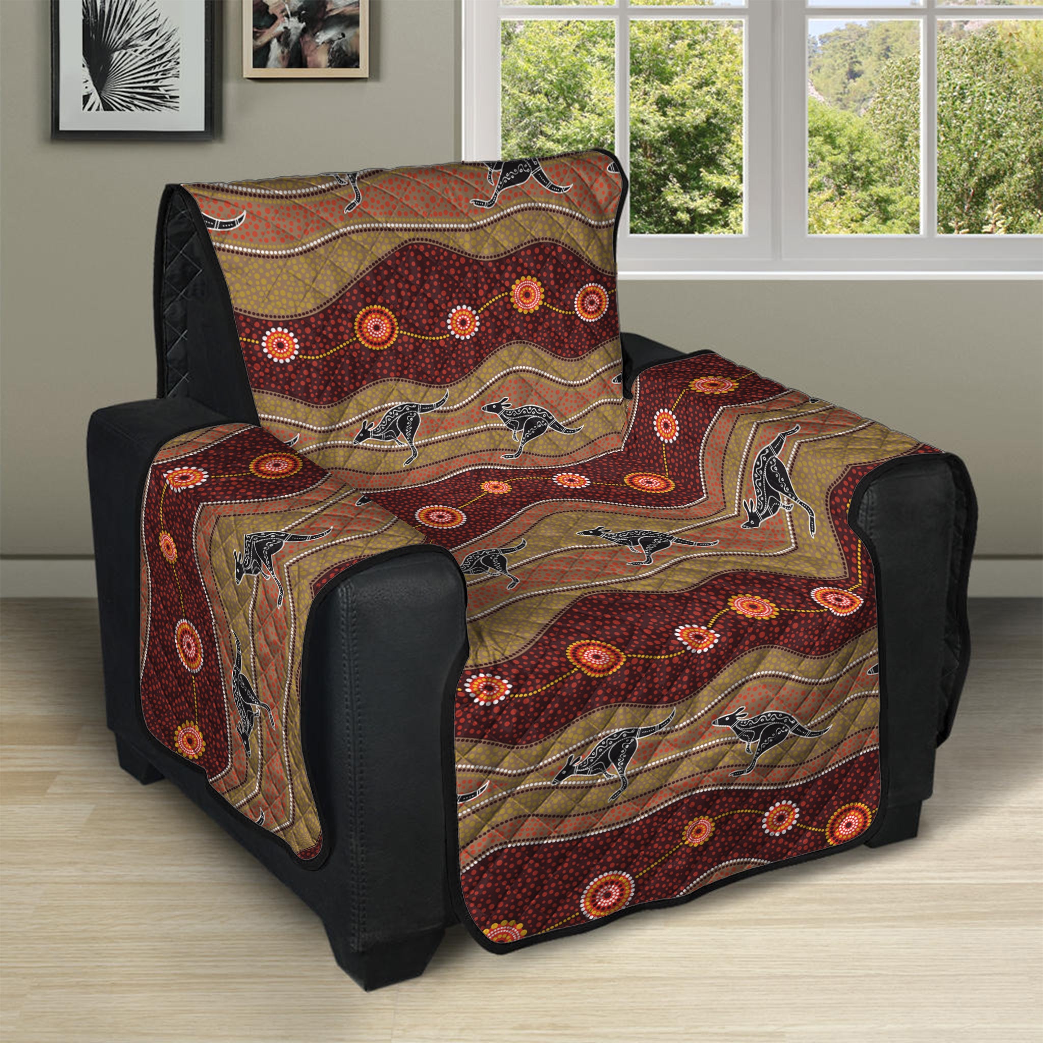 Australian Aboriginal Kangaroo Print Recliner Protector