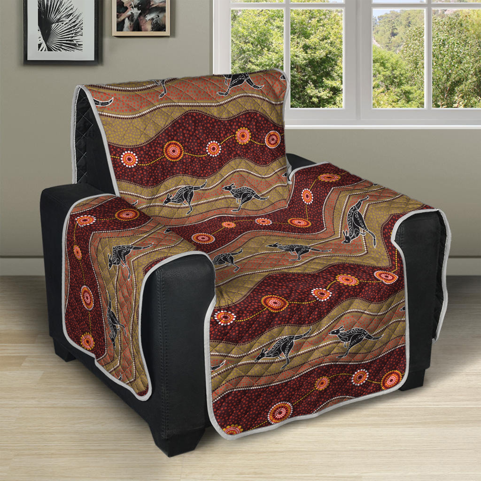 Australian Aboriginal Kangaroo Print Recliner Protector