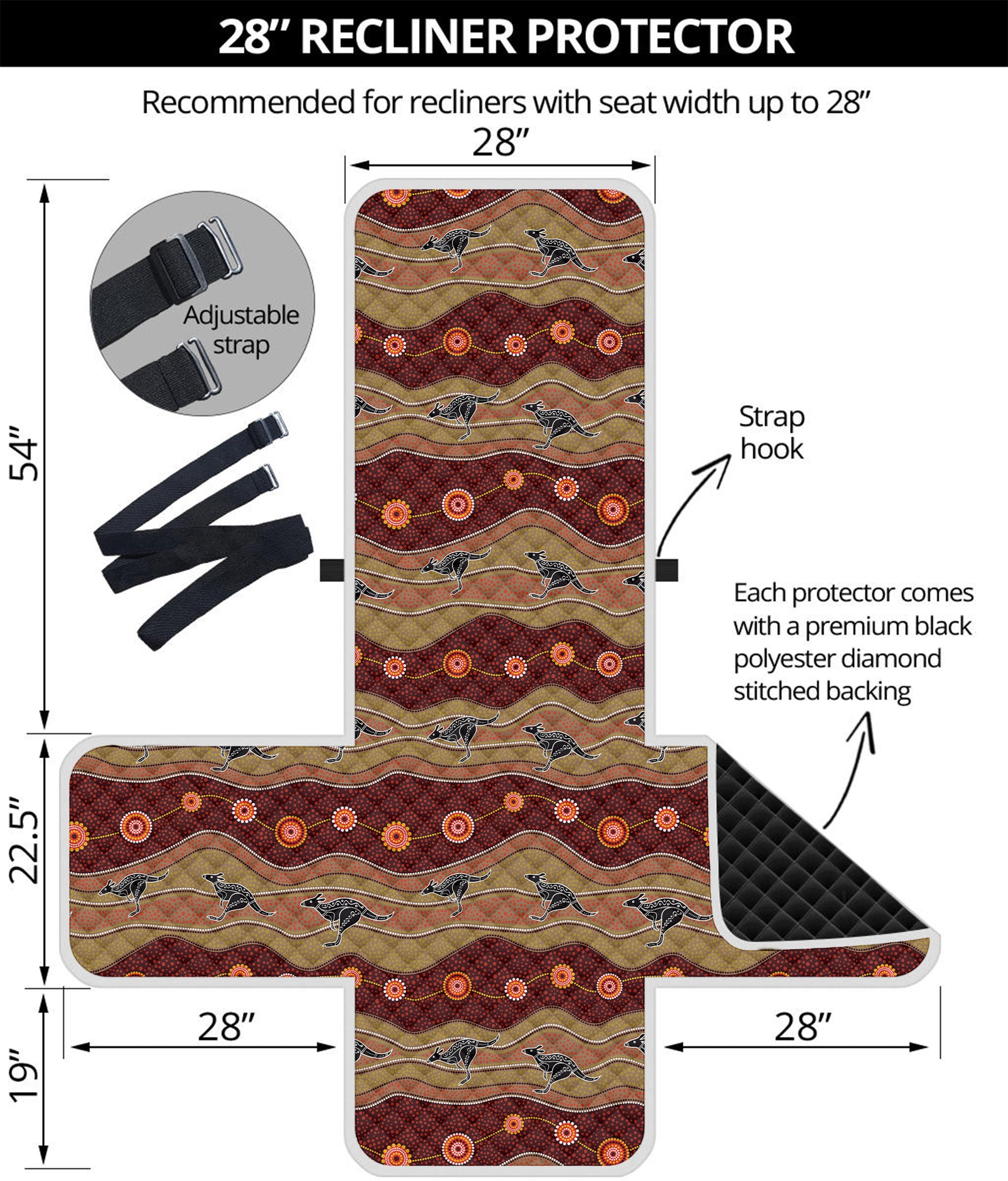 Australian Aboriginal Kangaroo Print Recliner Protector