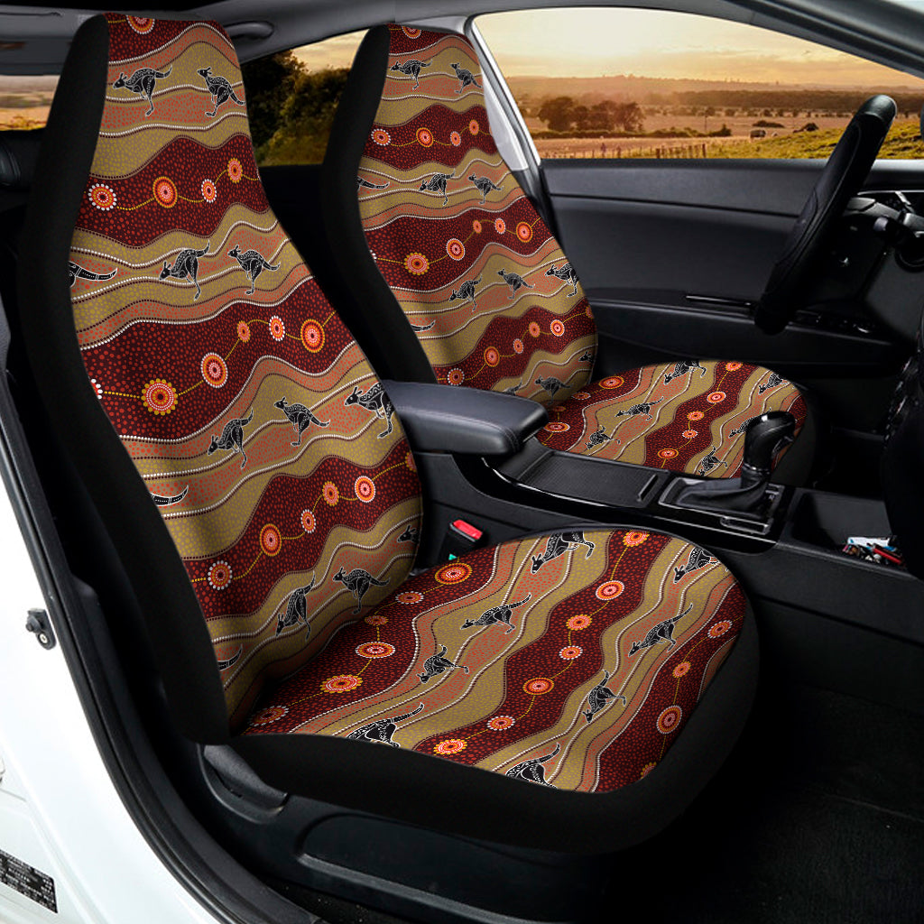 Australian Aboriginal Kangaroo Print Universal Fit Car Seat Covers