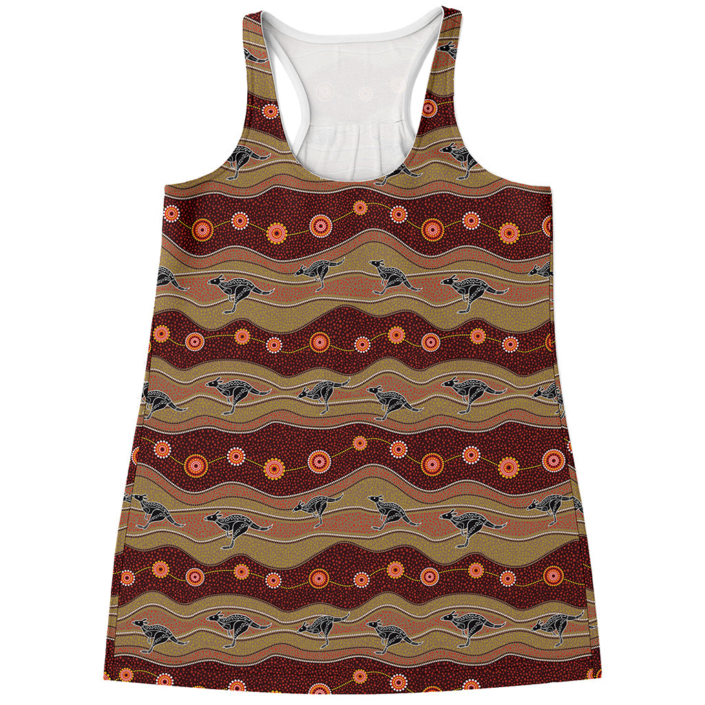 Australian Aboriginal Kangaroo Print Women's Racerback Tank Top
