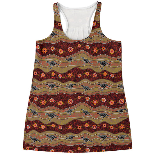 Australian Aboriginal Kangaroo Print Women's Racerback Tank Top