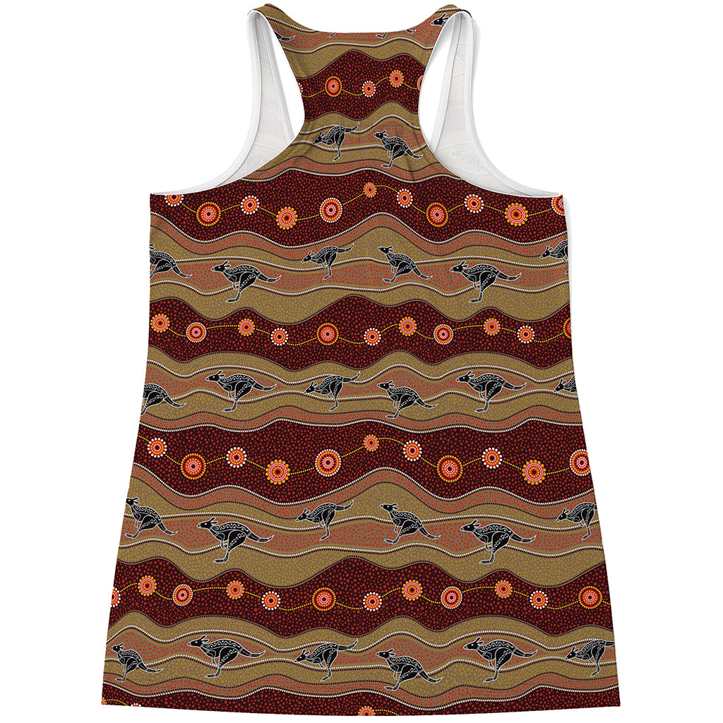 Australian Aboriginal Kangaroo Print Women's Racerback Tank Top