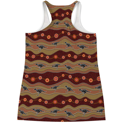 Australian Aboriginal Kangaroo Print Women's Racerback Tank Top