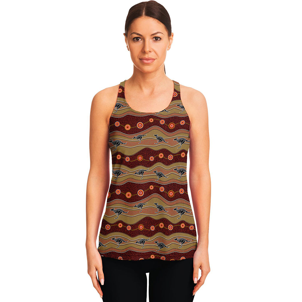 Australian Aboriginal Kangaroo Print Women's Racerback Tank Top