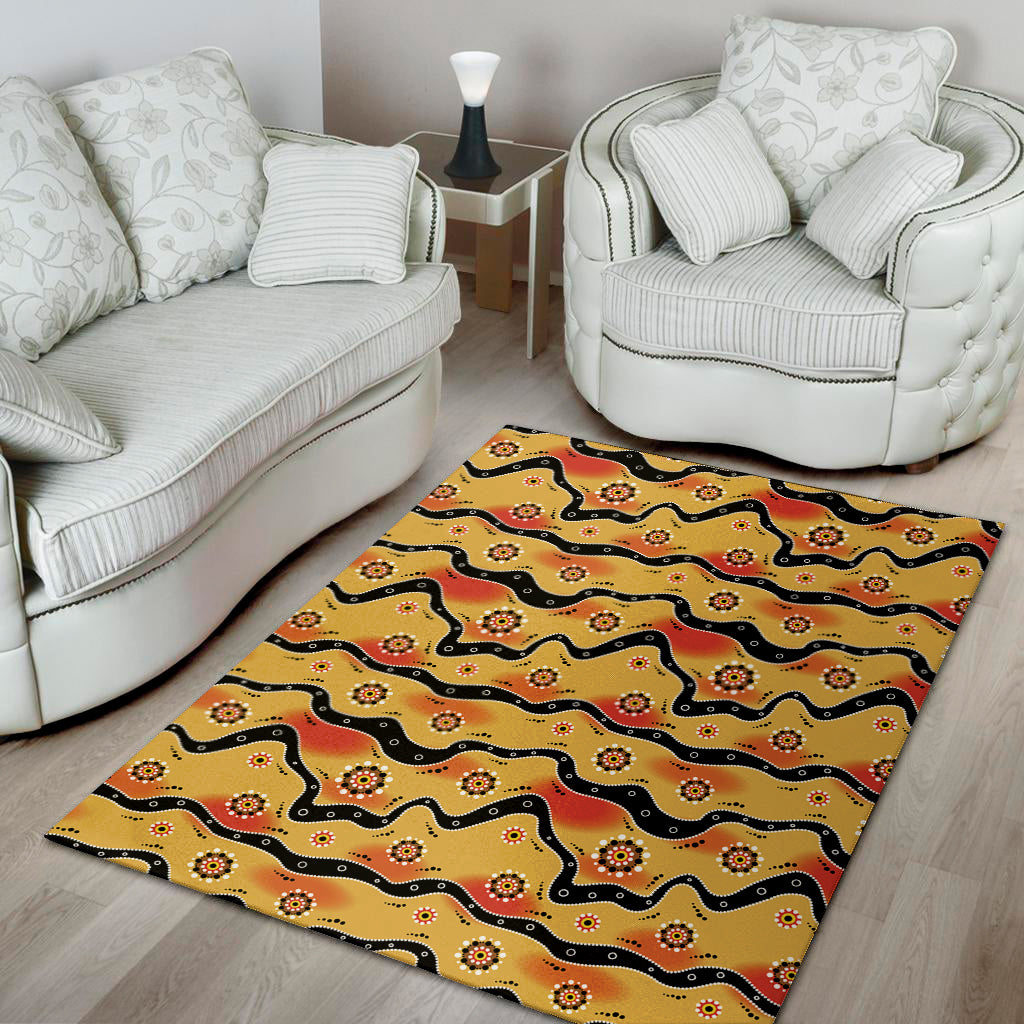 Australian Aboriginal Pattern Print Area Rug