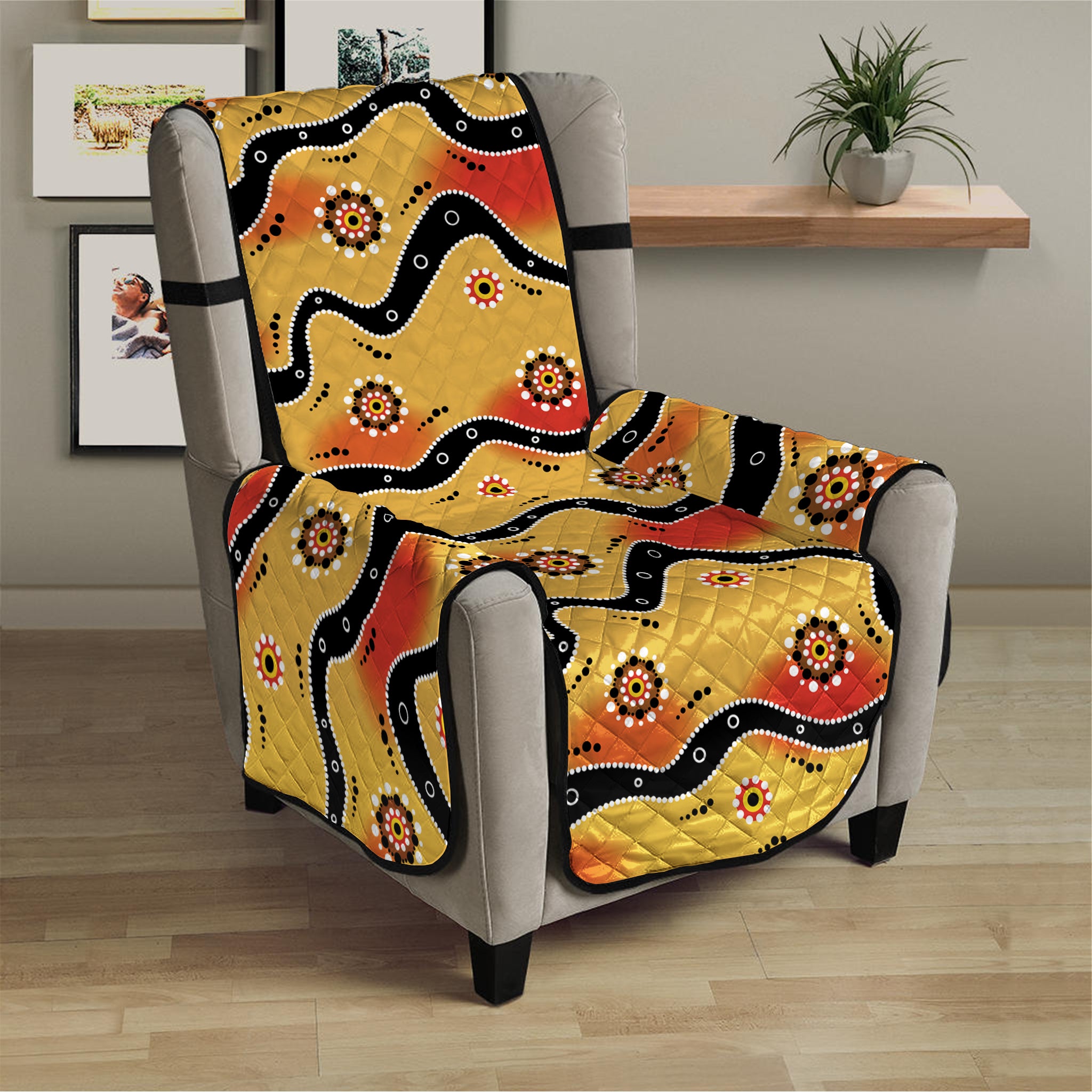 Australian Aboriginal Pattern Print Armchair Protector