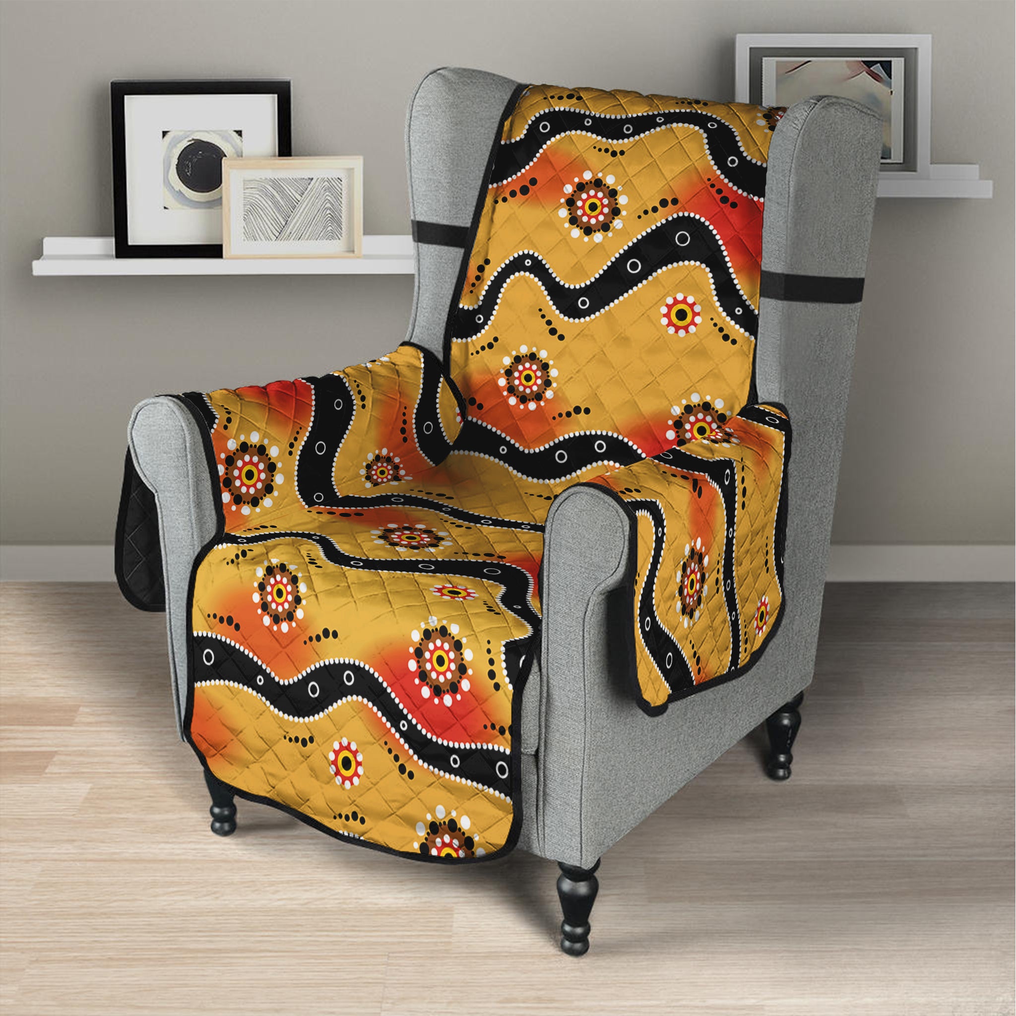 Australian Aboriginal Pattern Print Armchair Protector