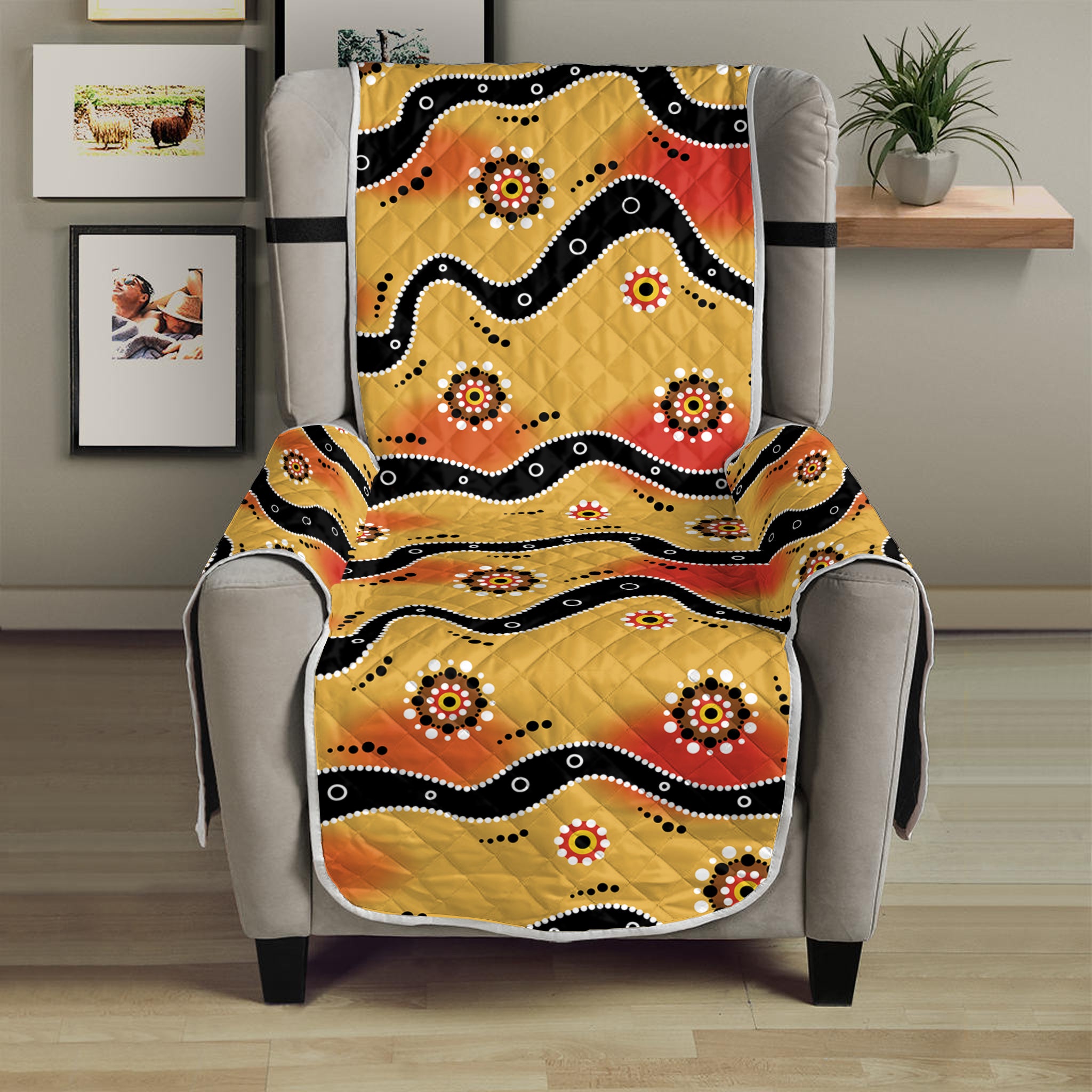 Australian Aboriginal Pattern Print Armchair Protector