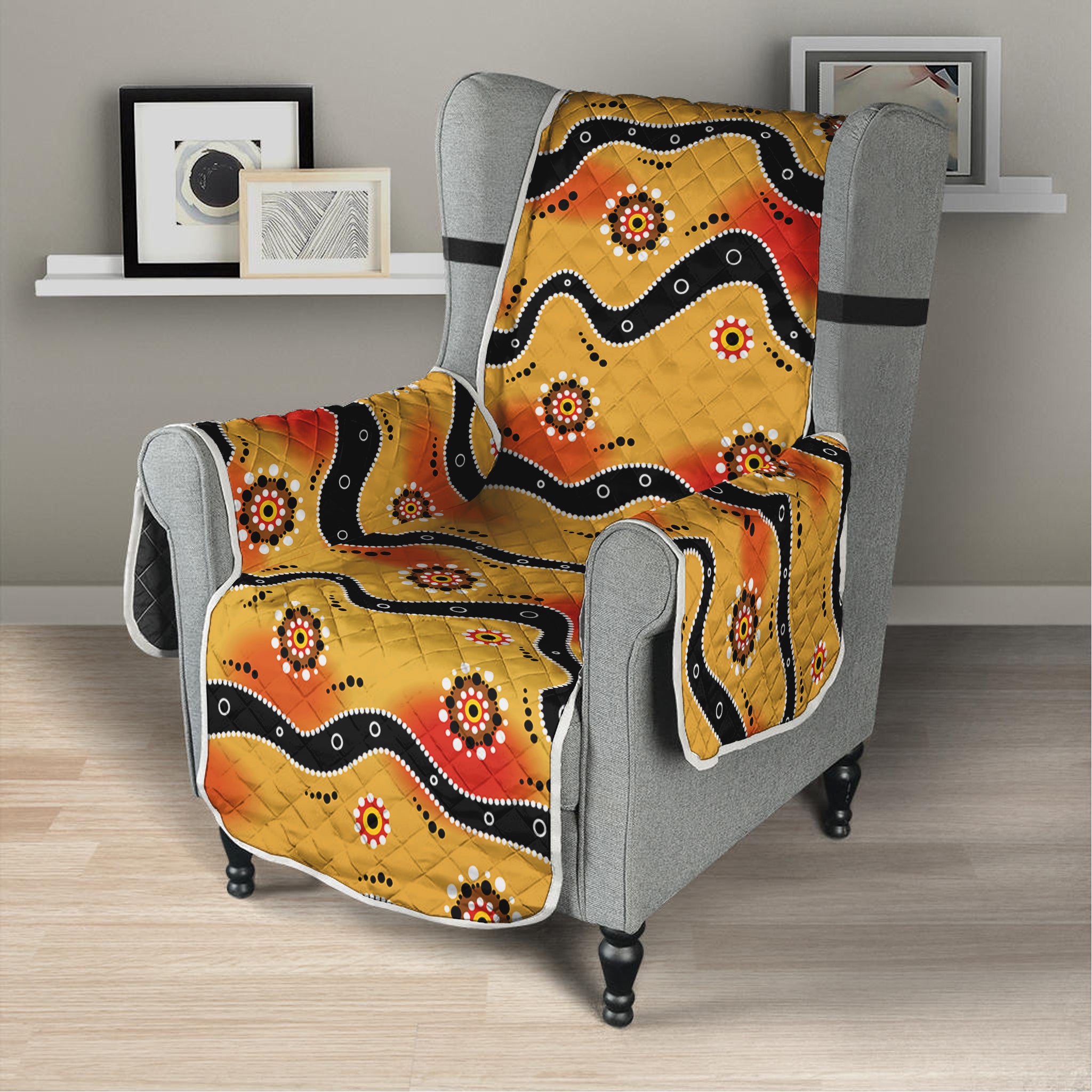 Australian Aboriginal Pattern Print Armchair Protector