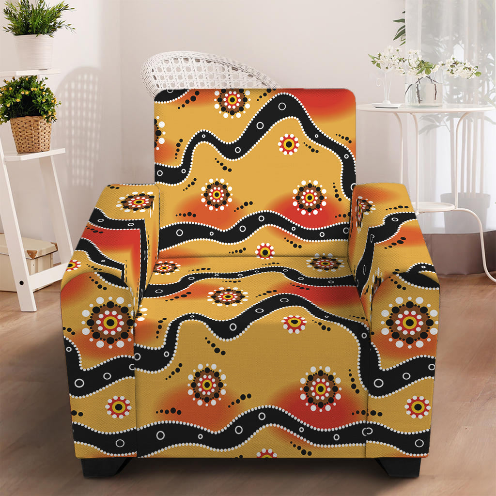 Australian Aboriginal Pattern Print Armchair Slipcover