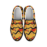 Australian Aboriginal Pattern Print Black Slip On Shoes