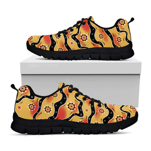 Australian Aboriginal Pattern Print Black Sneakers