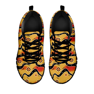 Australian Aboriginal Pattern Print Black Sneakers