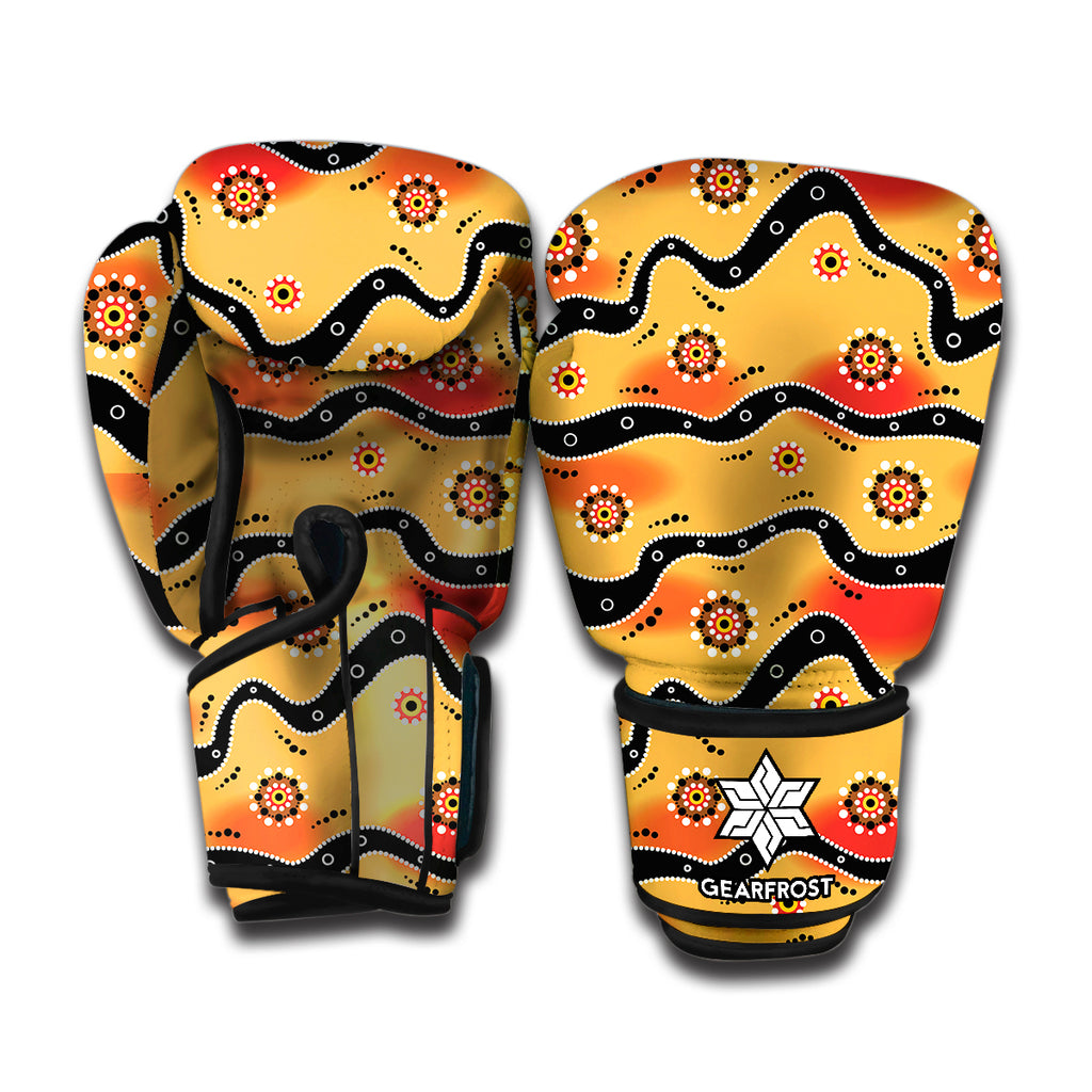 Australian Aboriginal Pattern Print Boxing Gloves