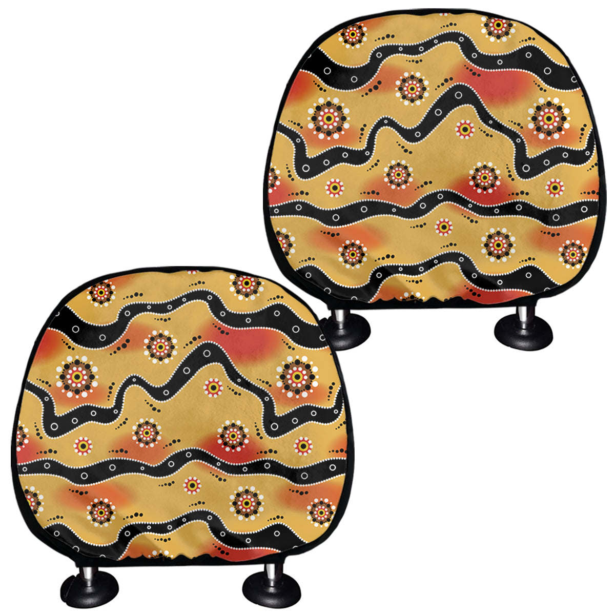 Australian Aboriginal Pattern Print Car Headrest Covers