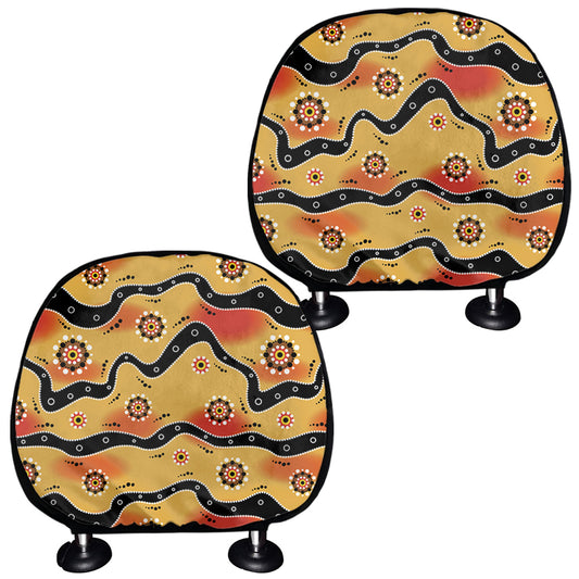 Australian Aboriginal Pattern Print Car Headrest Covers