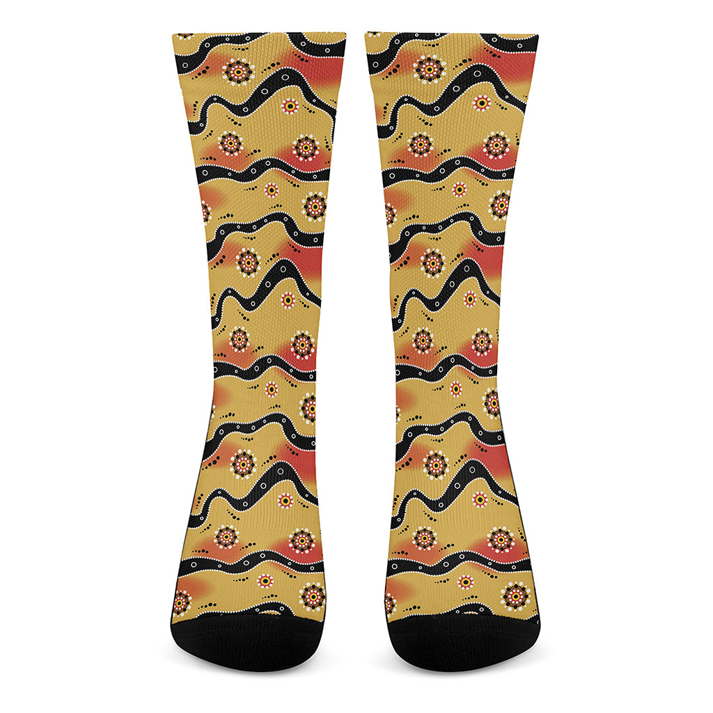 Australian Aboriginal Pattern Print Crew Socks