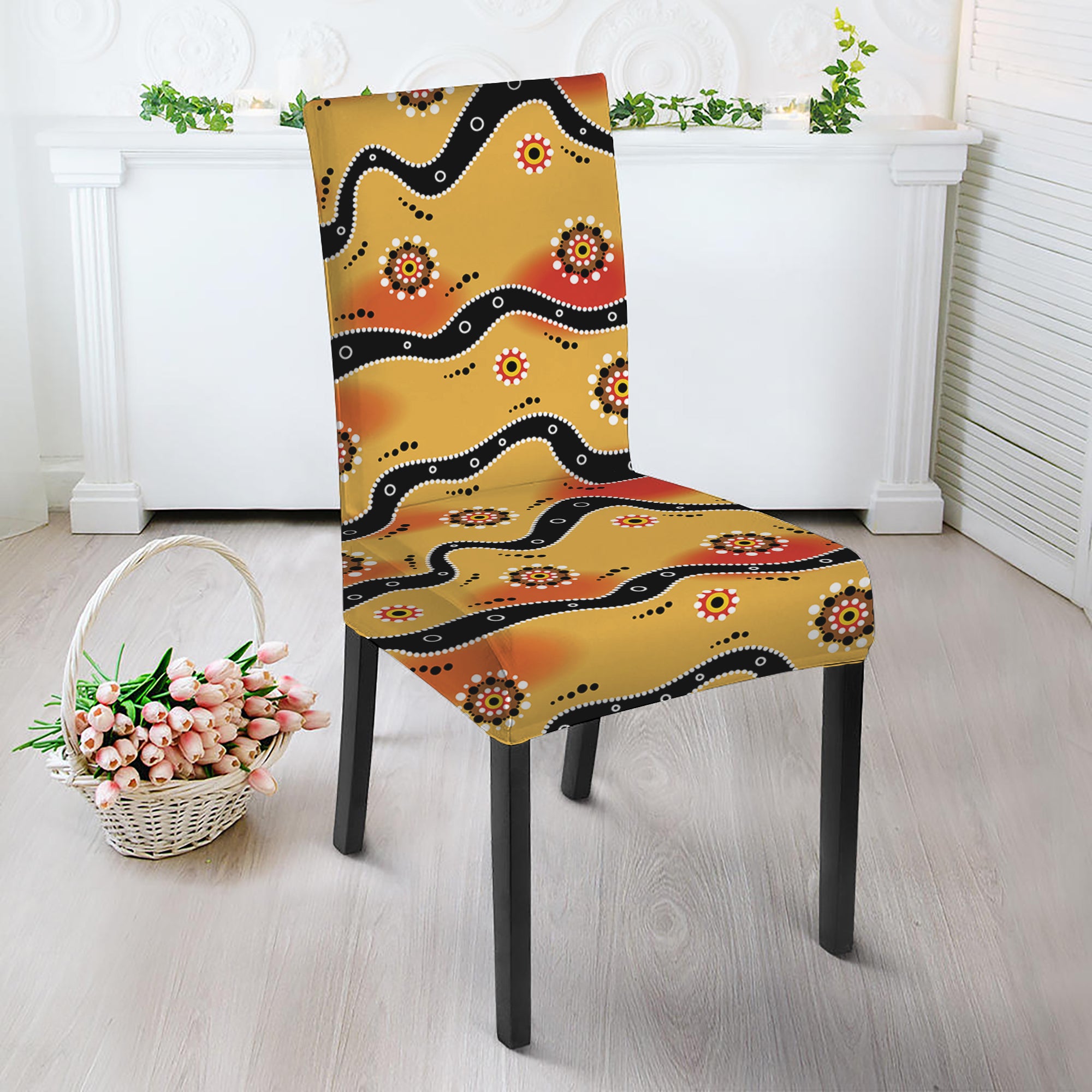 Australian Aboriginal Pattern Print Dining Chair Slipcover