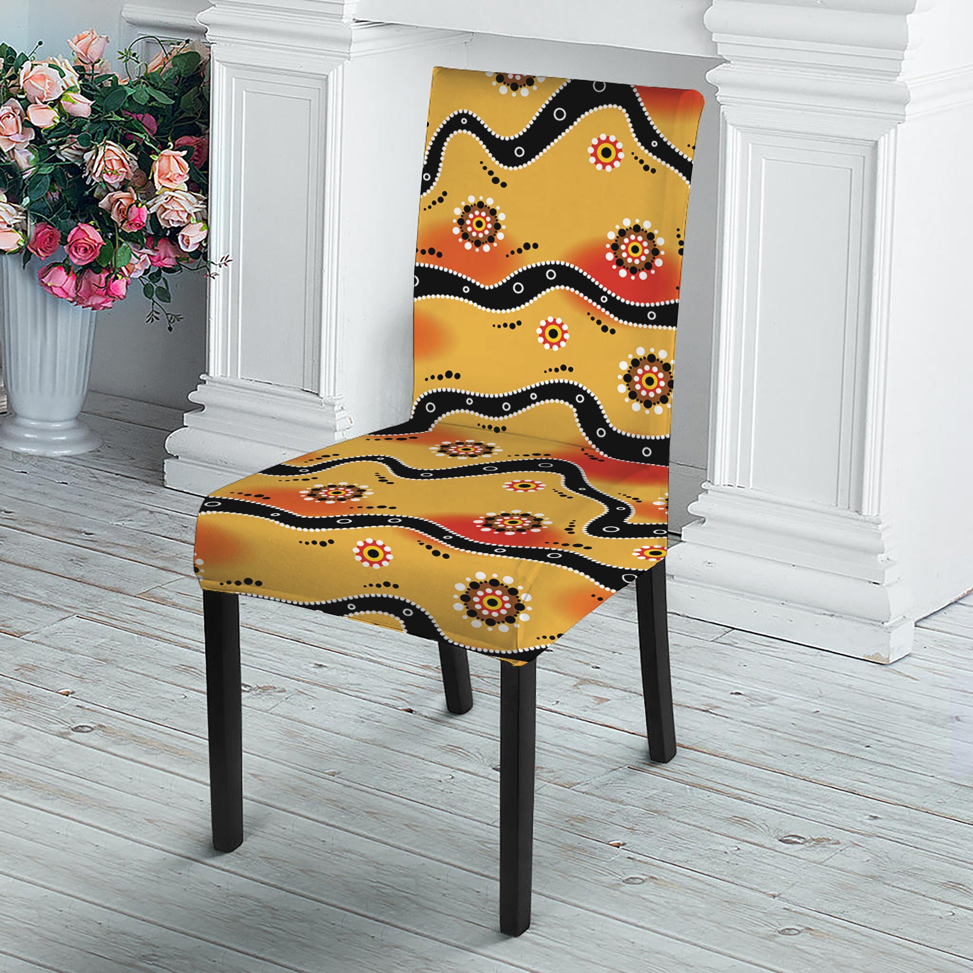 Australian Aboriginal Pattern Print Dining Chair Slipcover