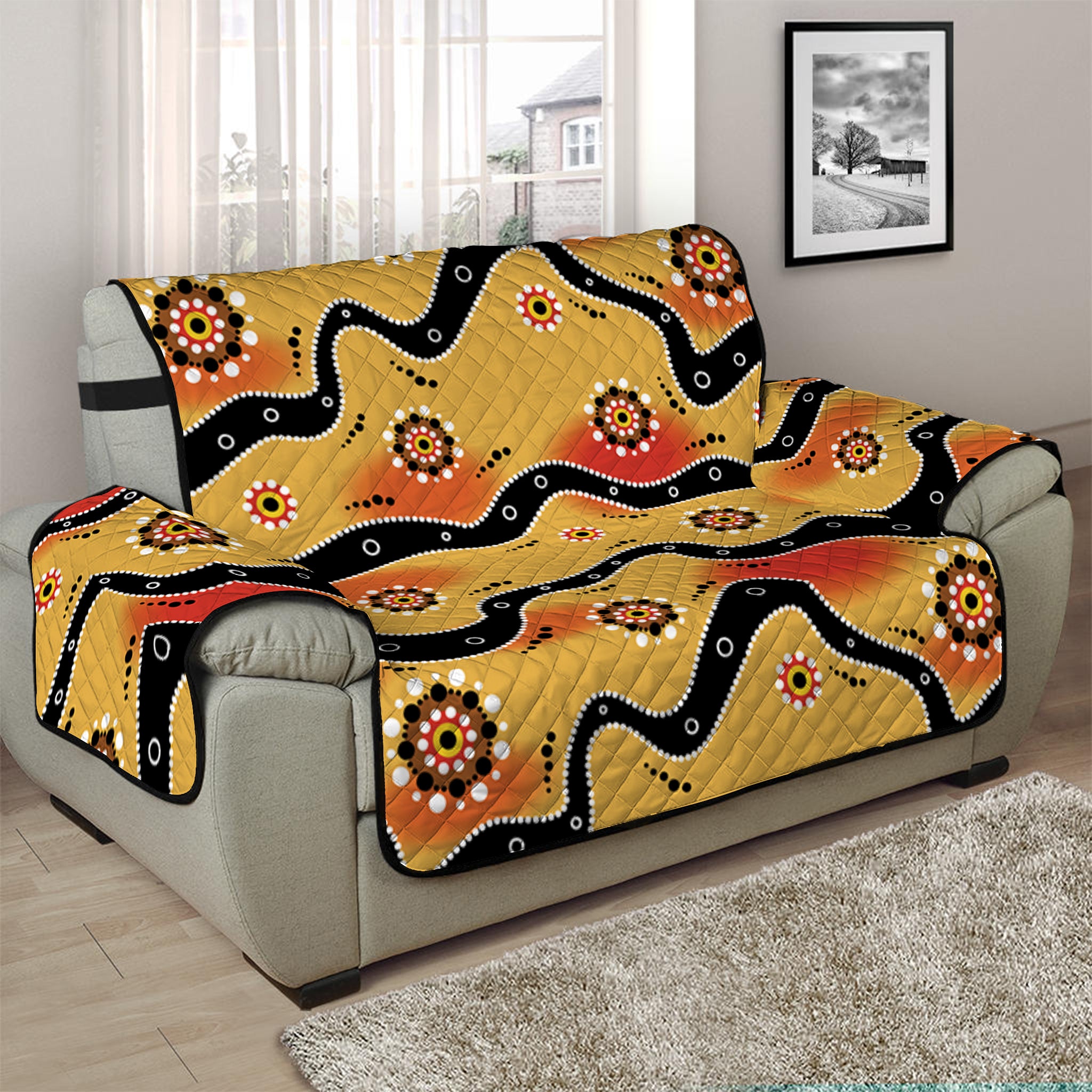 Australian Aboriginal Pattern Print Half Sofa Protector