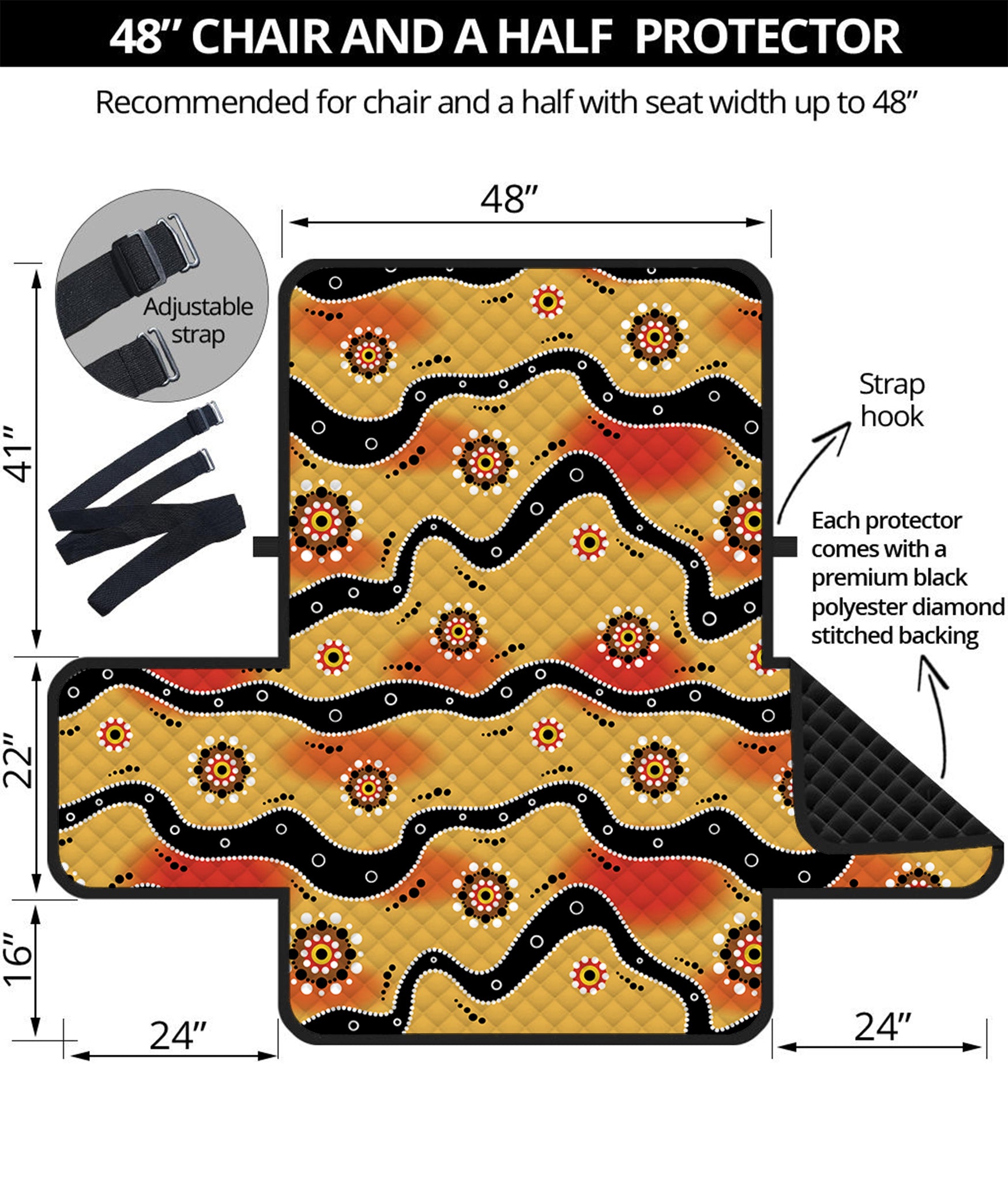 Australian Aboriginal Pattern Print Half Sofa Protector