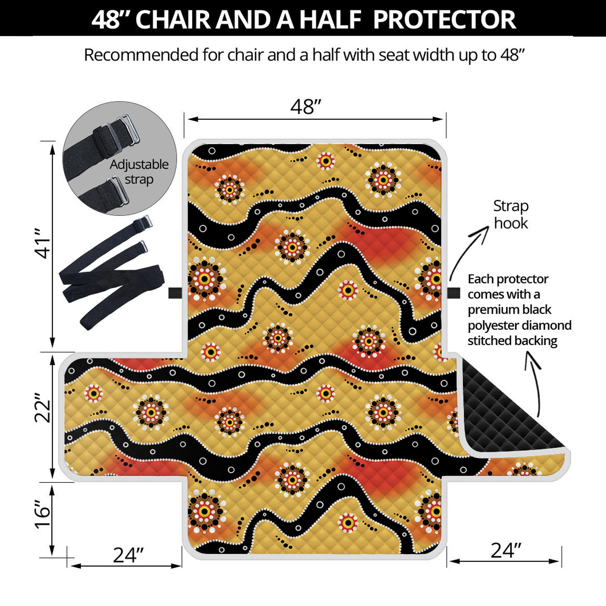 Australian Aboriginal Pattern Print Half Sofa Protector