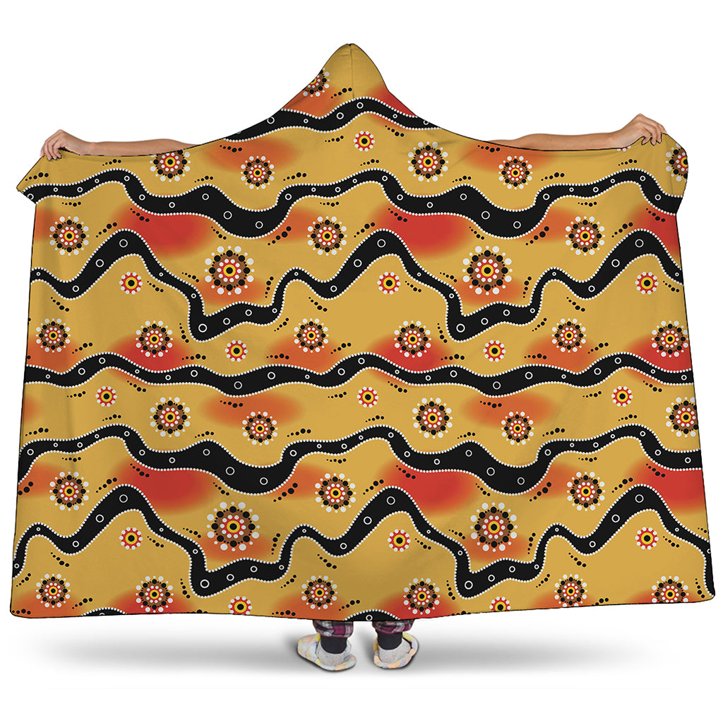 Australian Aboriginal Pattern Print Hooded Blanket