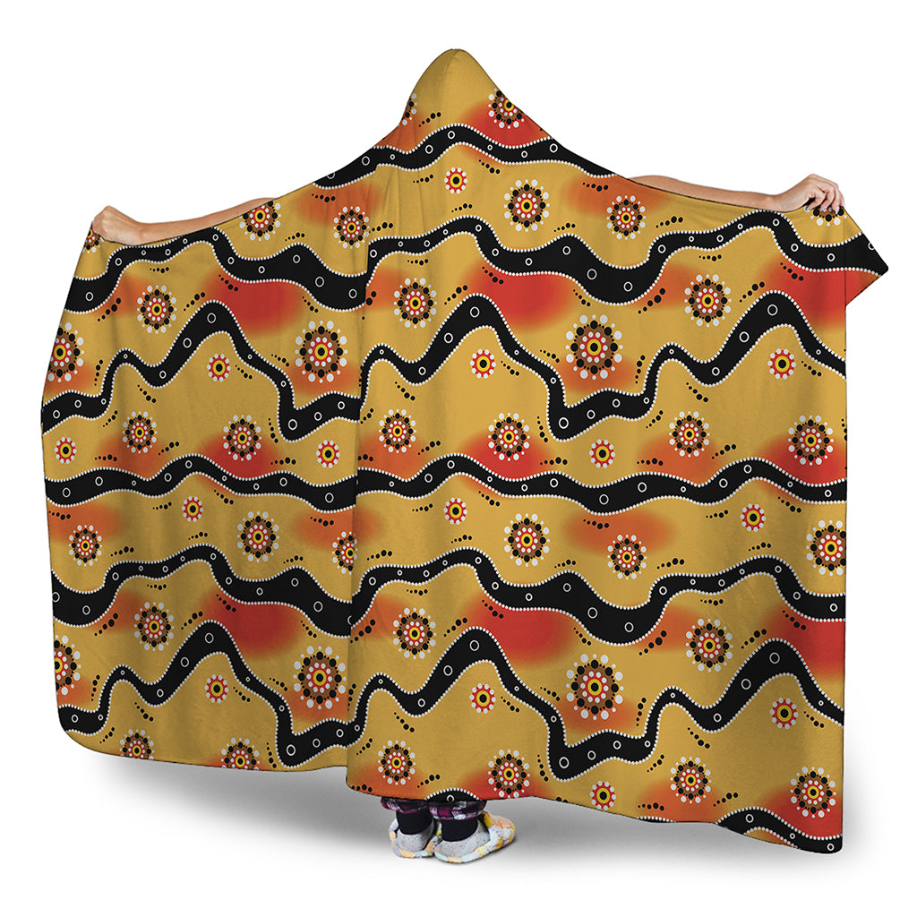 Australian Aboriginal Pattern Print Hooded Blanket