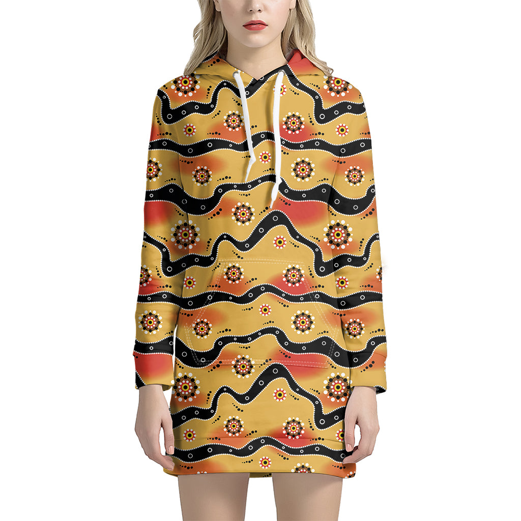 Australian Aboriginal Pattern Print Hoodie Dress