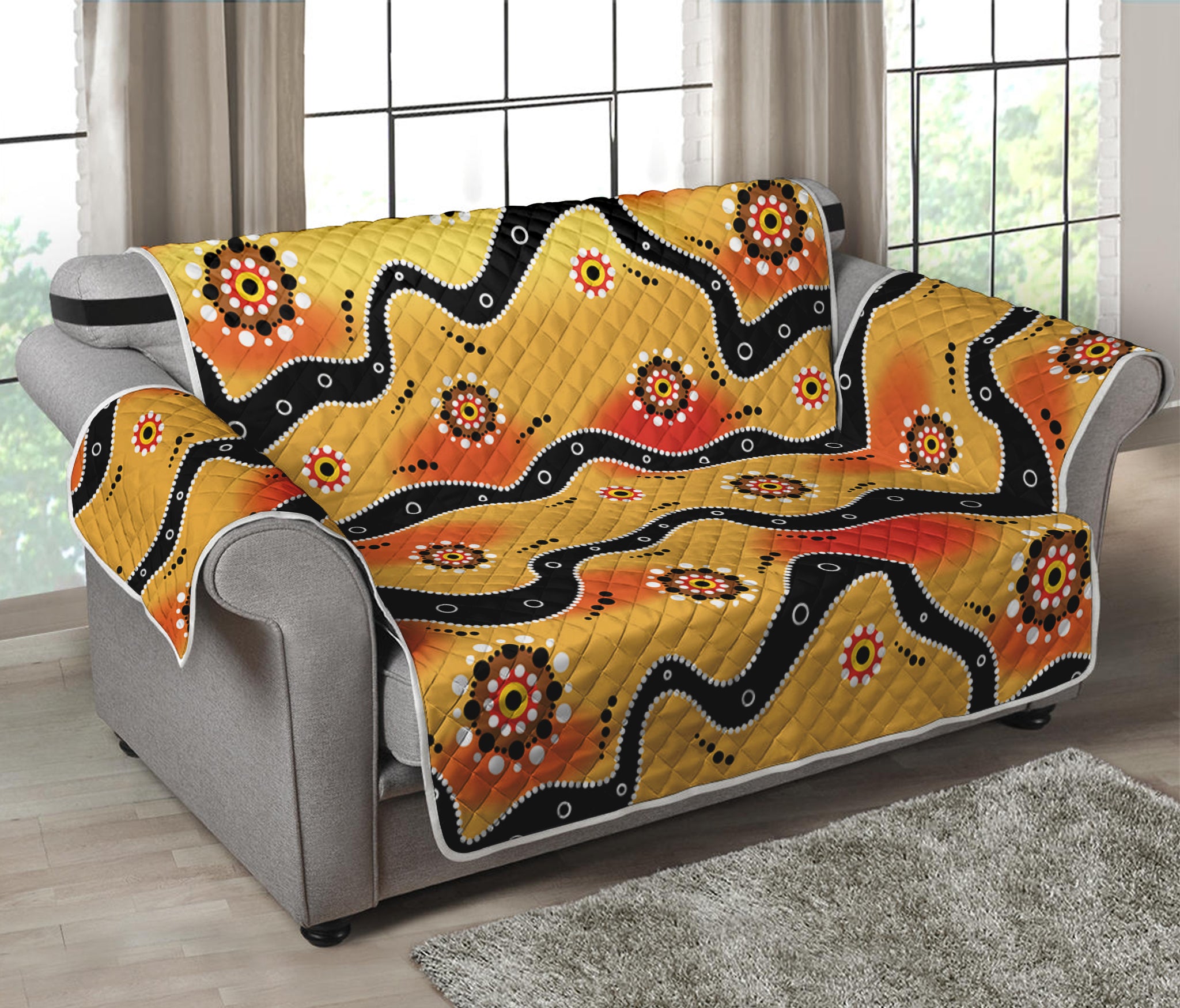 Australian Aboriginal Pattern Print Loveseat Protector