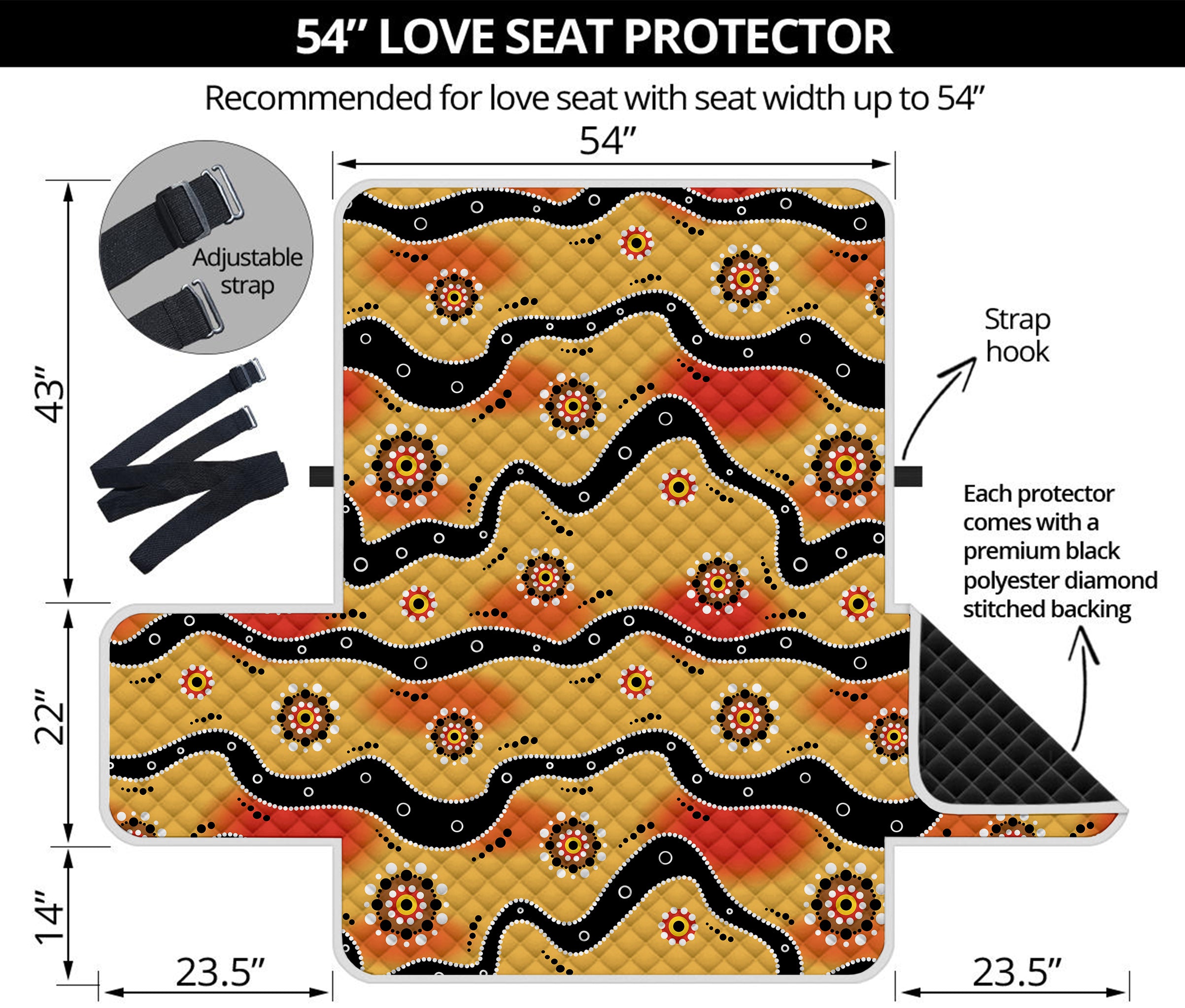 Australian Aboriginal Pattern Print Loveseat Protector