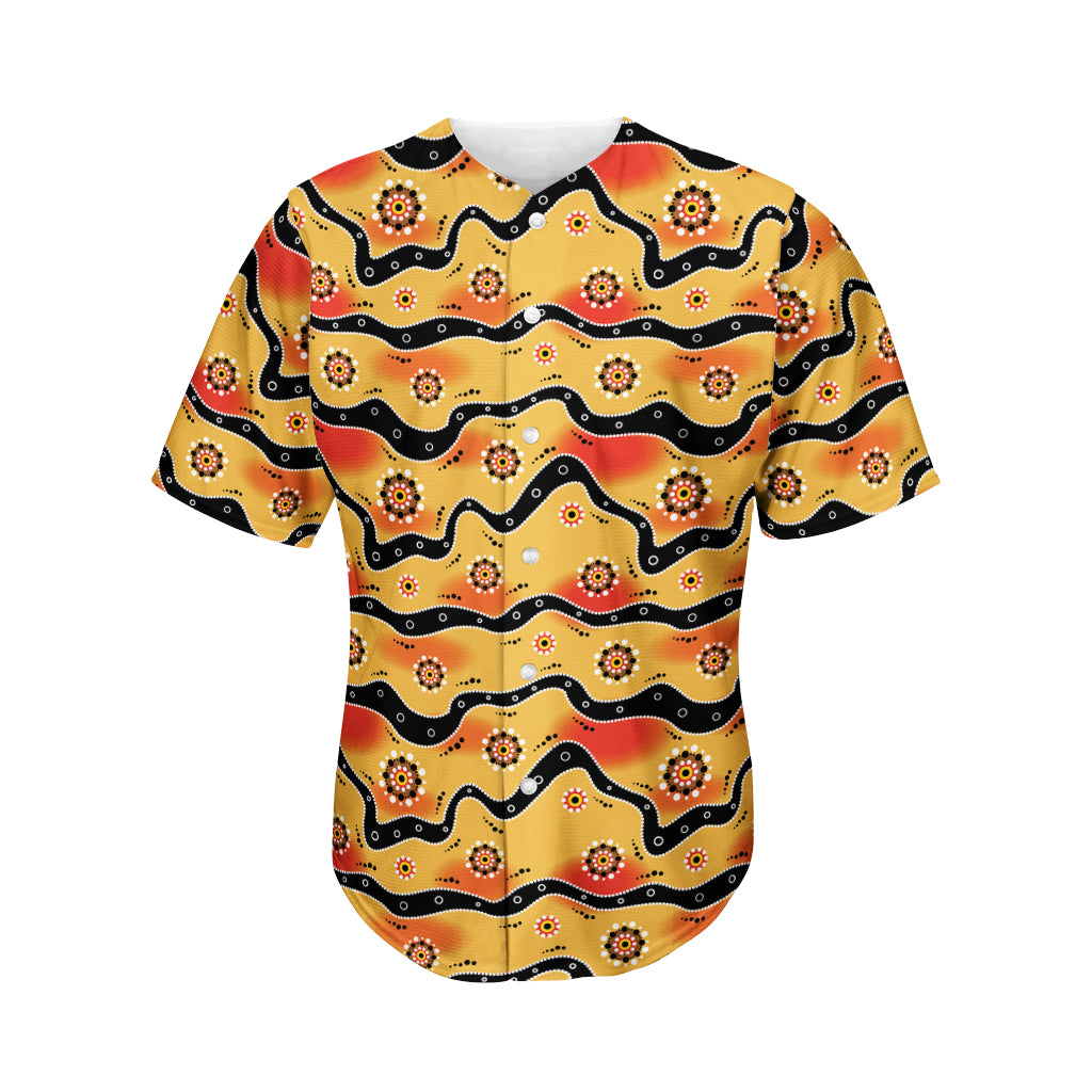 Australian Aboriginal Pattern Print Men's Baseball Jersey