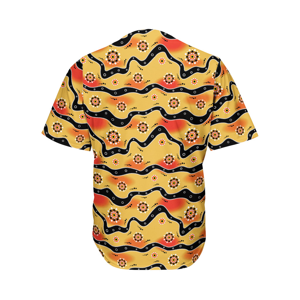 Australian Aboriginal Pattern Print Men's Baseball Jersey