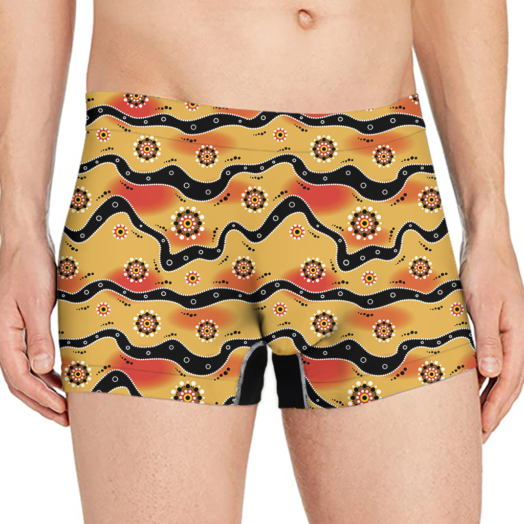 Australian Aboriginal Pattern Print Men's Boxer Briefs