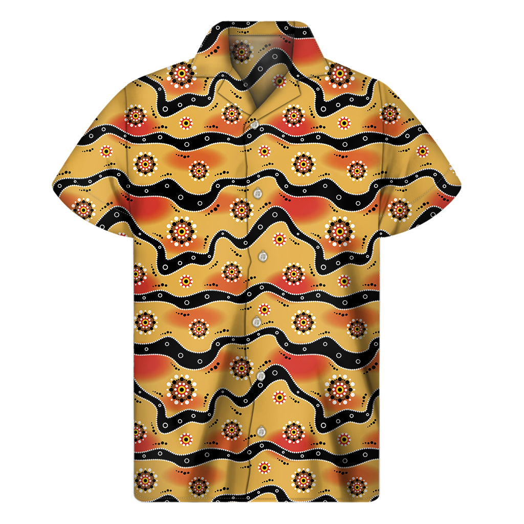 Australian Aboriginal Pattern Print Men's Short Sleeve Shirt