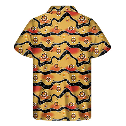 Australian Aboriginal Pattern Print Men's Short Sleeve Shirt