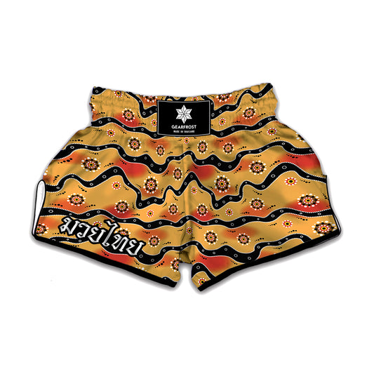 Australian Aboriginal Pattern Print Muay Thai Boxing Shorts