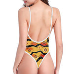 Australian Aboriginal Pattern Print One Piece High Cut Swimsuit