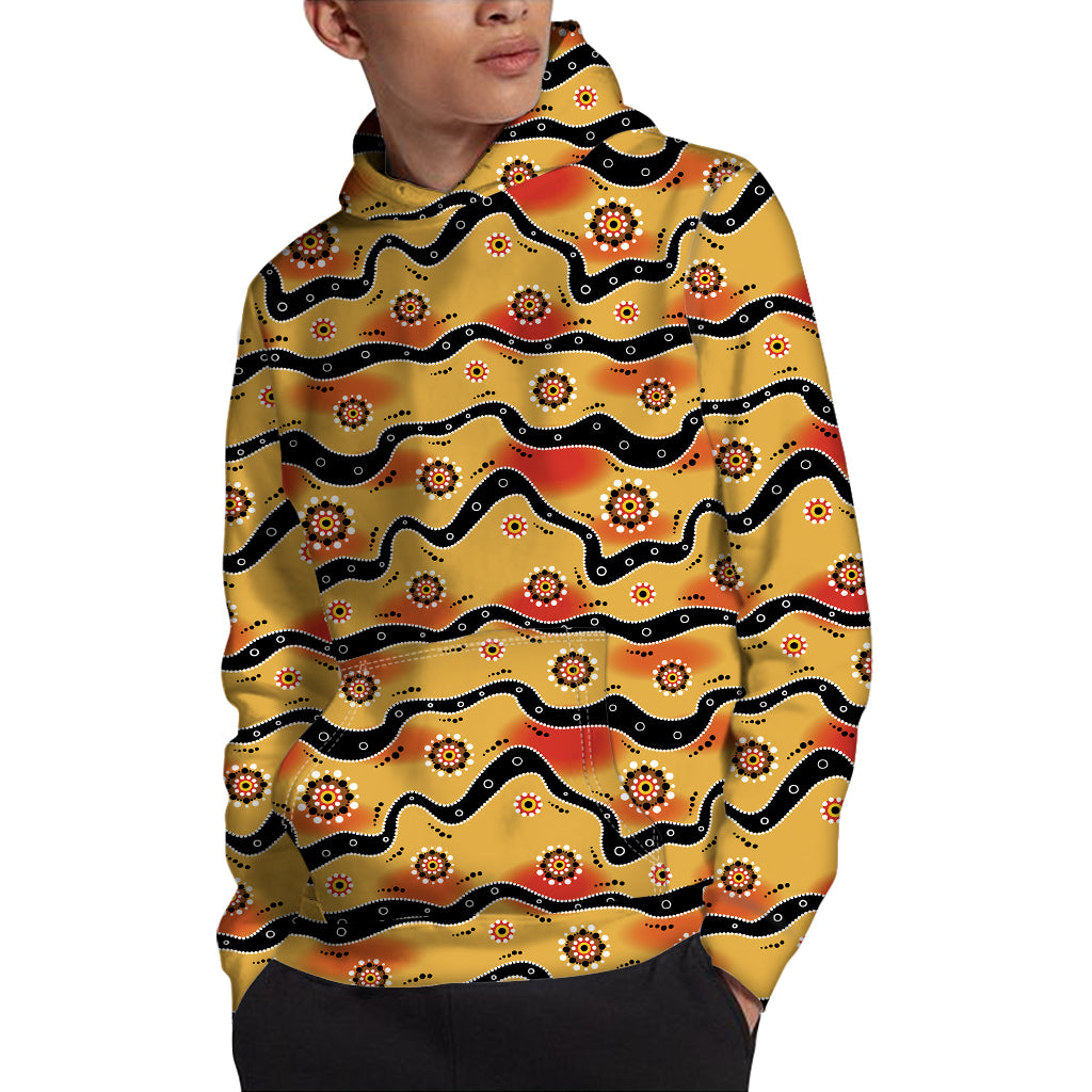 Australian Aboriginal Pattern Print Pullover Hoodie