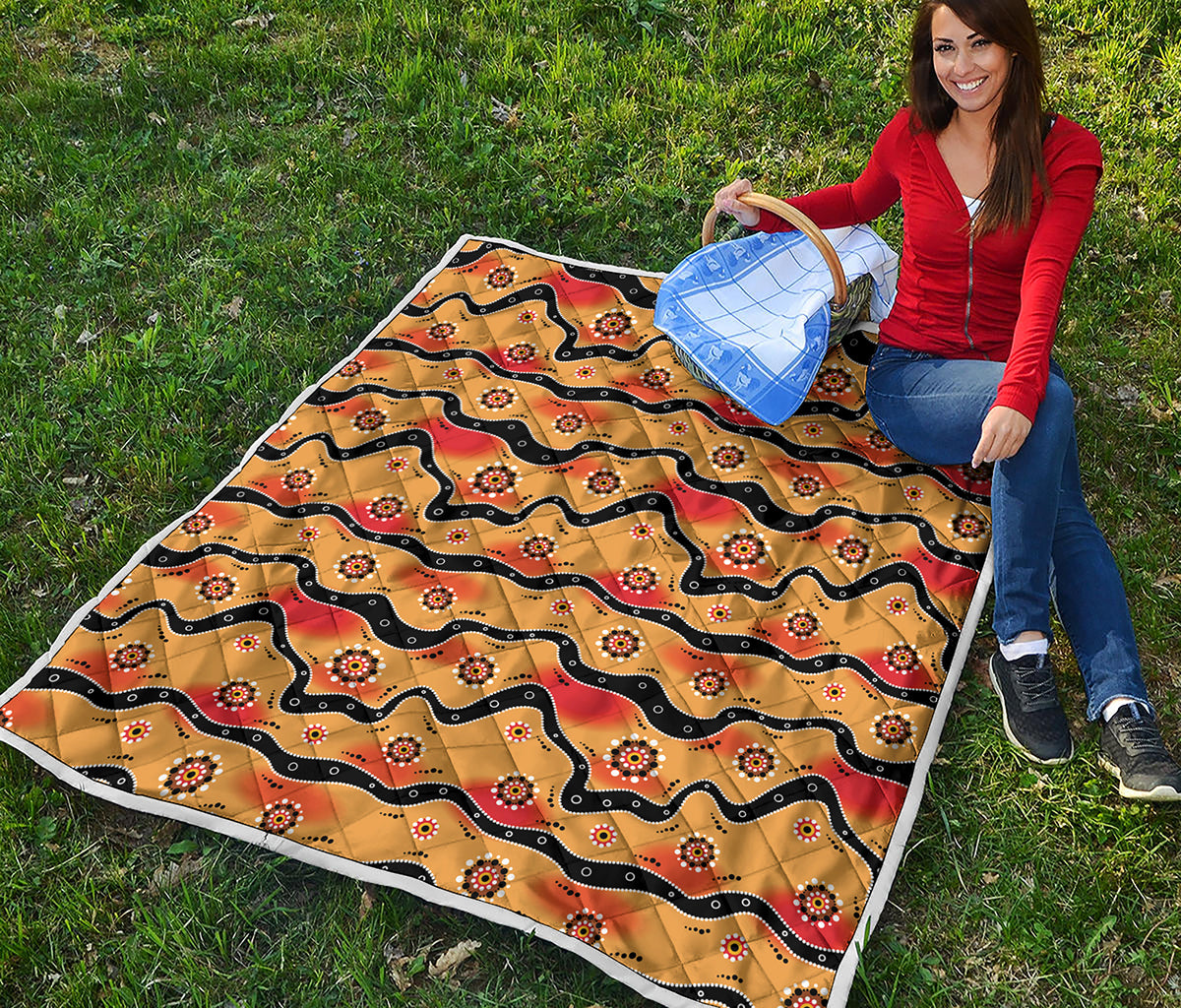 Australian Aboriginal Pattern Print Quilt