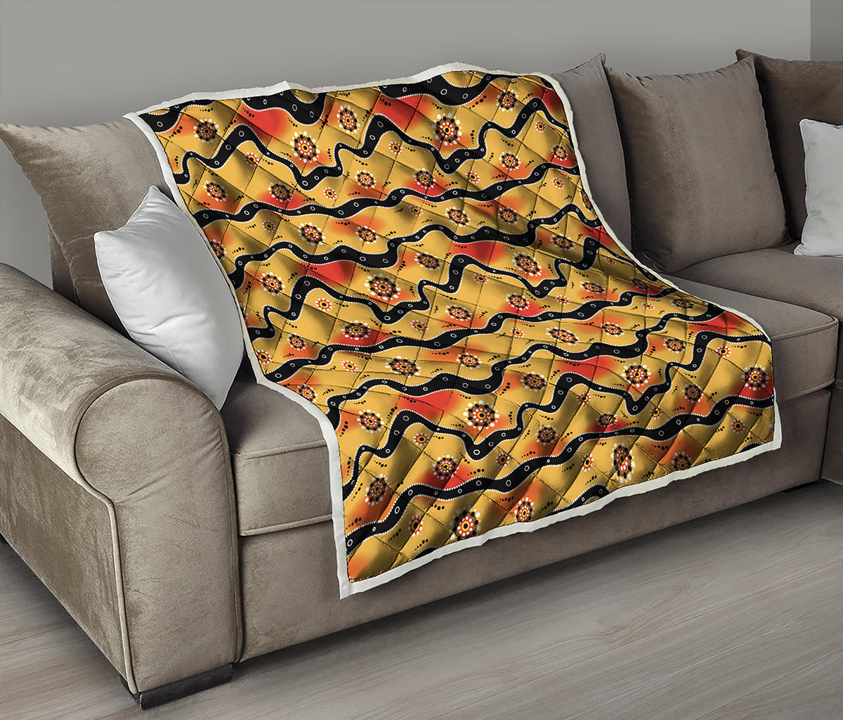 Australian Aboriginal Pattern Print Quilt